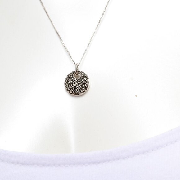 Marcasite Sterling Silver 925 Pendant with Box Chain New - Picture 5 of 15